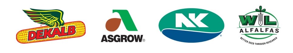 dekalb, asgrow, nk, and w-l alfalfas seed logos